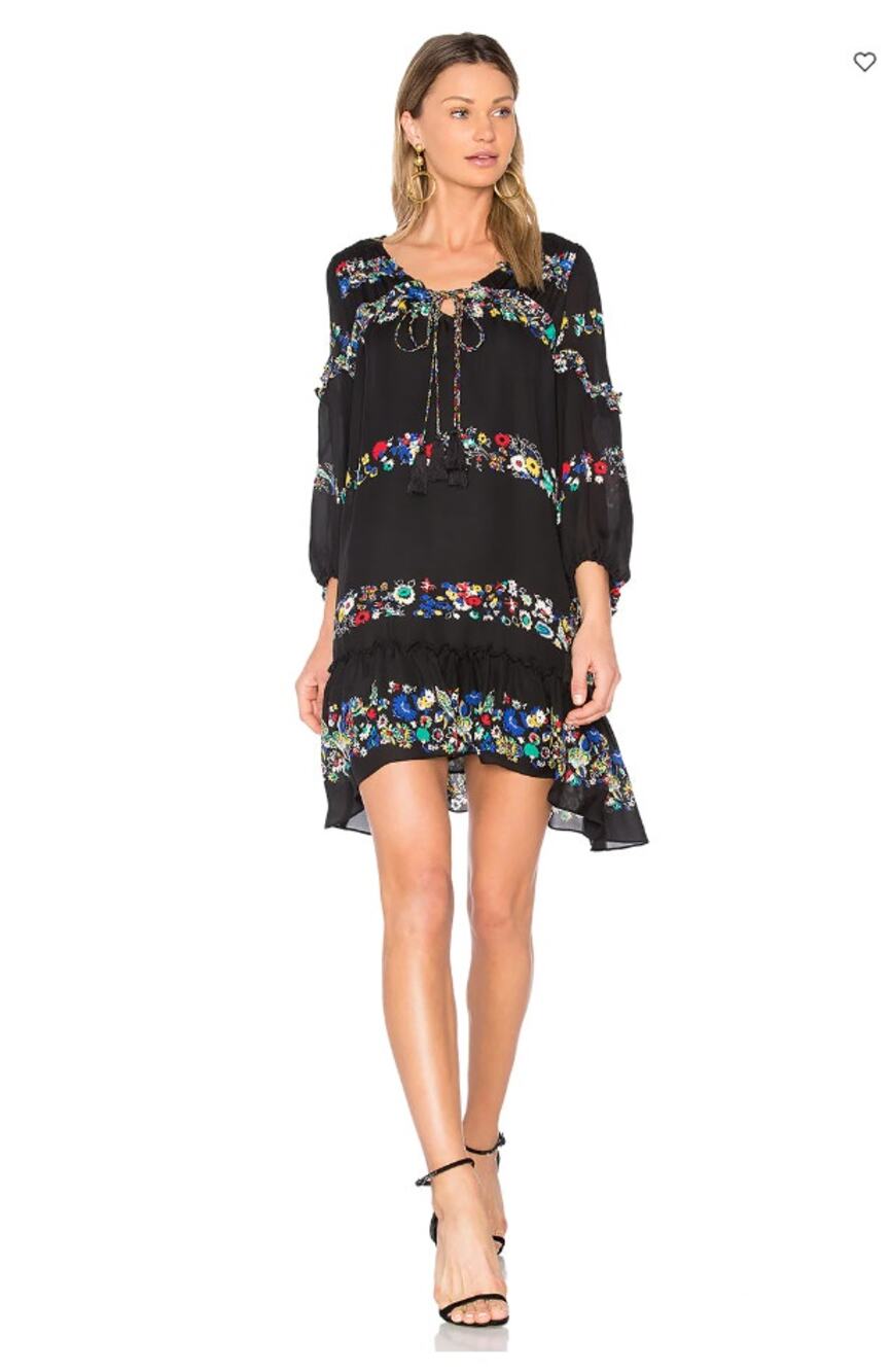 DEREK LAM 10 CROSBY Floral Bell Sleeve Silk Ruffle Dress // 2